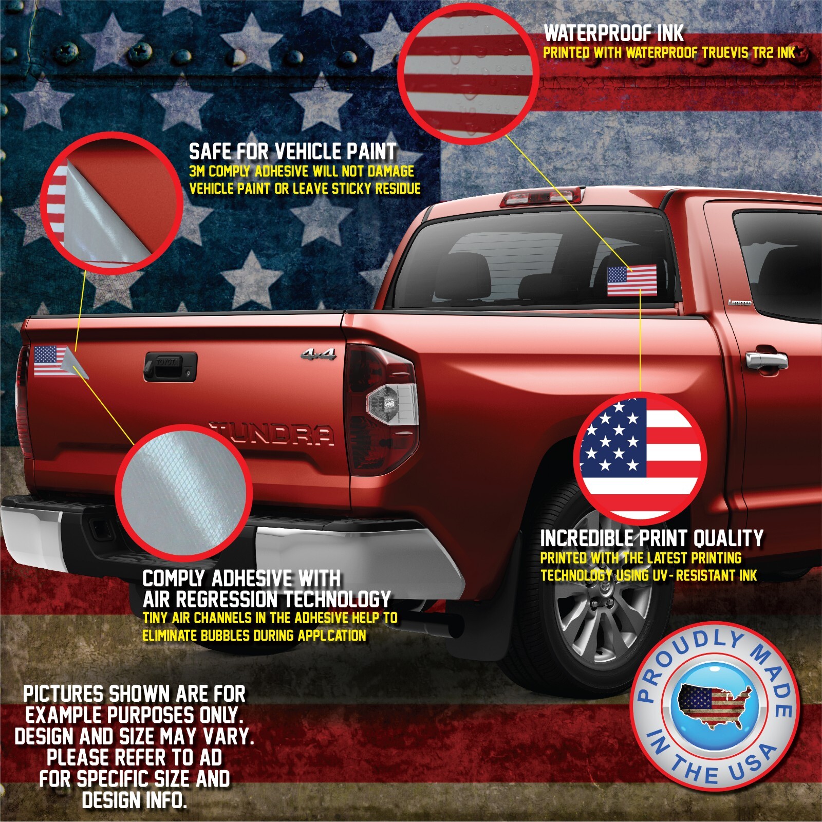 Sasquatch Yeti Bigfoot Decal Sticker for Car Truck Window Bumper American Flag