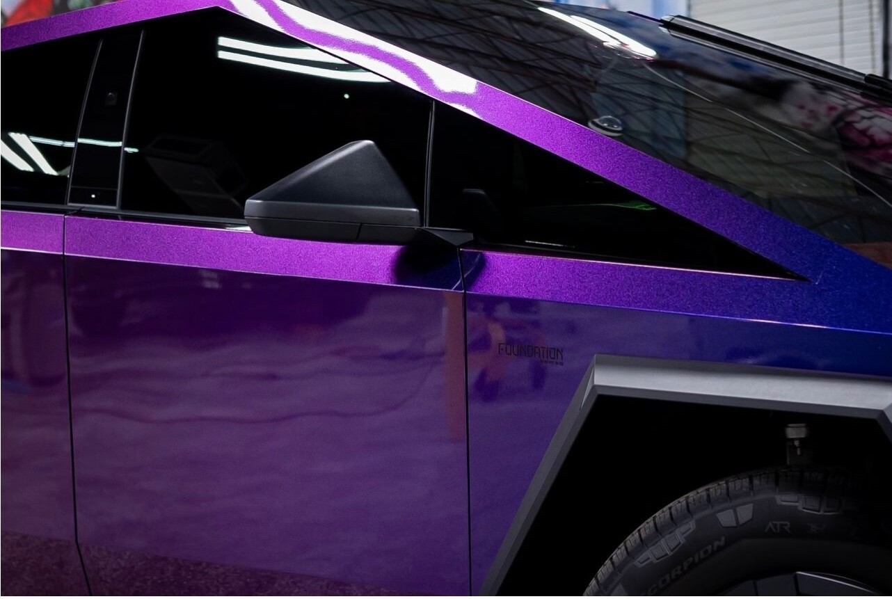 Tesla Cybertruck DIY Full Vinyl Wrap Color Change Ultra-Gloss Riptide Purple