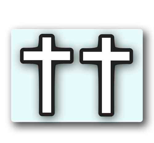 2 Wood Cross Stickers 4.3″ Tall Crucifix Orthodox Jesus Christ Christian Decal