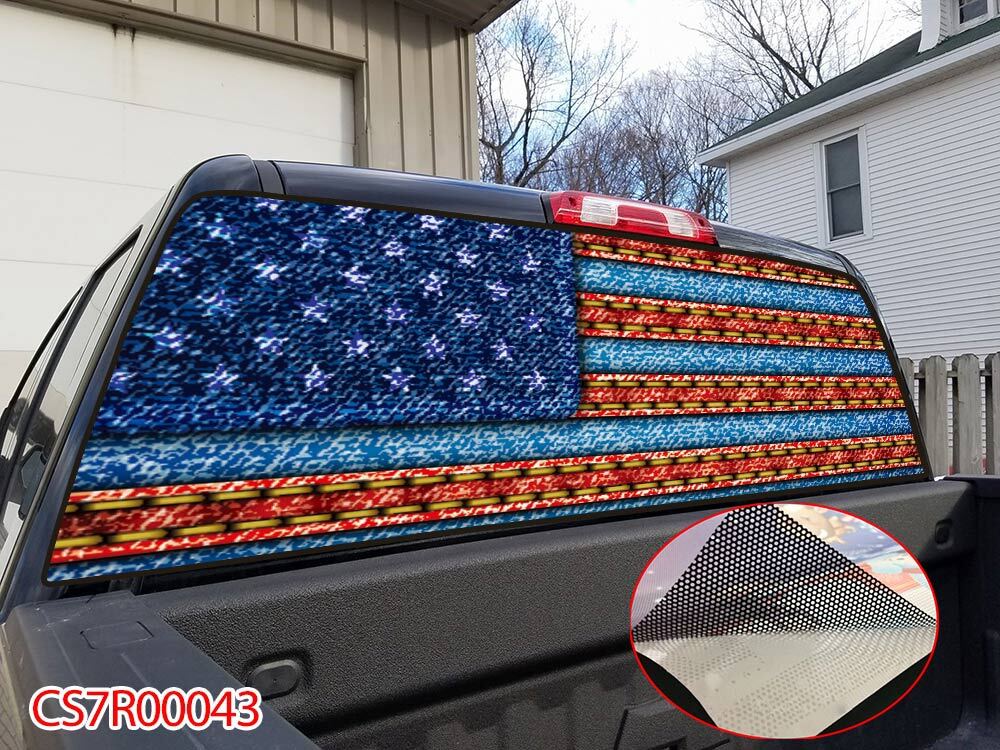 American Flag Pick Up Truck SUV Rear Back Window Graphics Decal Wrap Tint #43