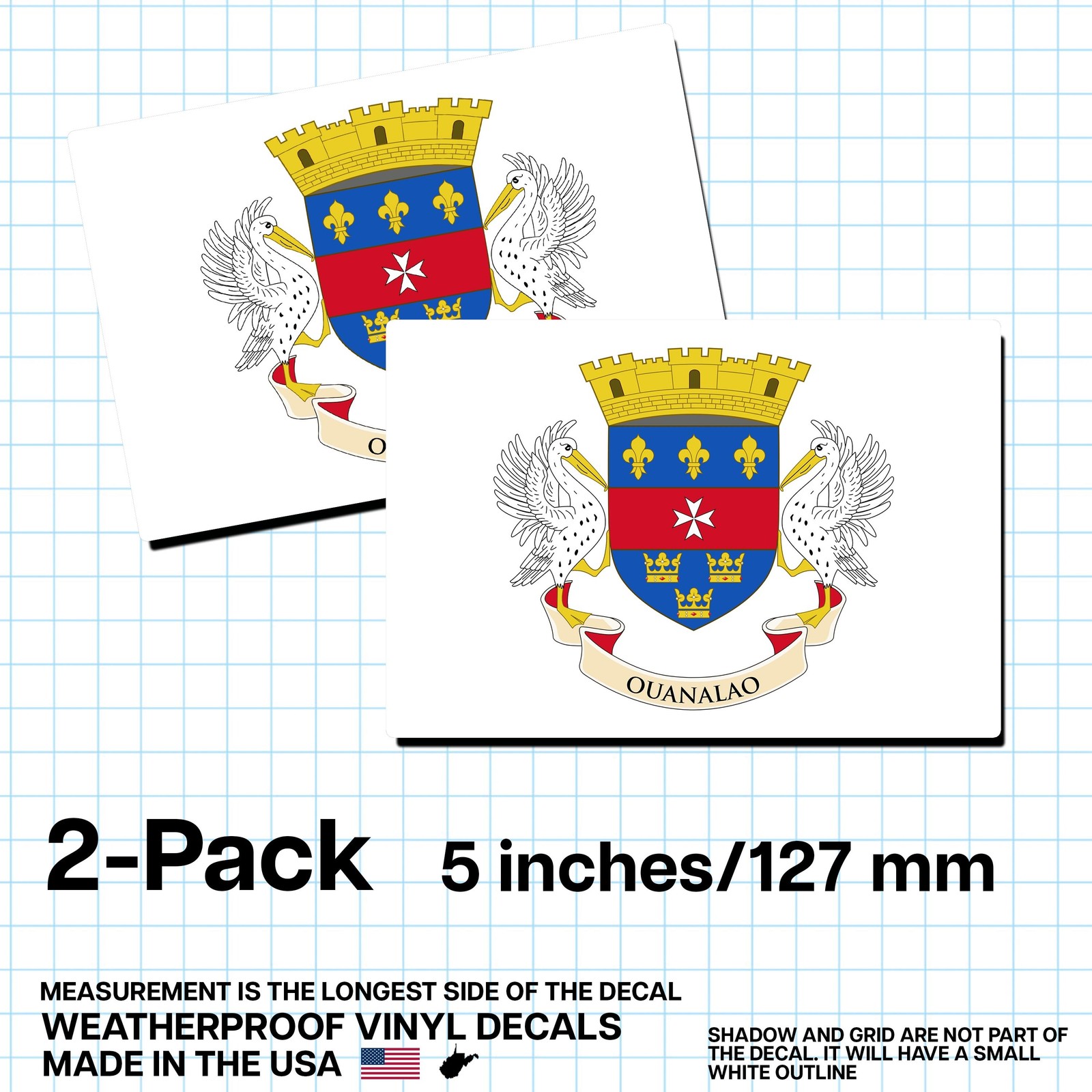 Saint Barthélemy Flag Sticker 5″ 2-Pack – BL Decal – Barthélemois Pride Vinyl