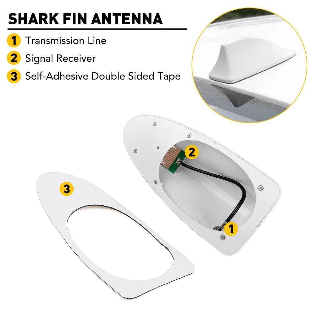 1/2x White Car Shark Fin Roof Antenna Radio FM/AM Signal Aerial Auto Accessories
