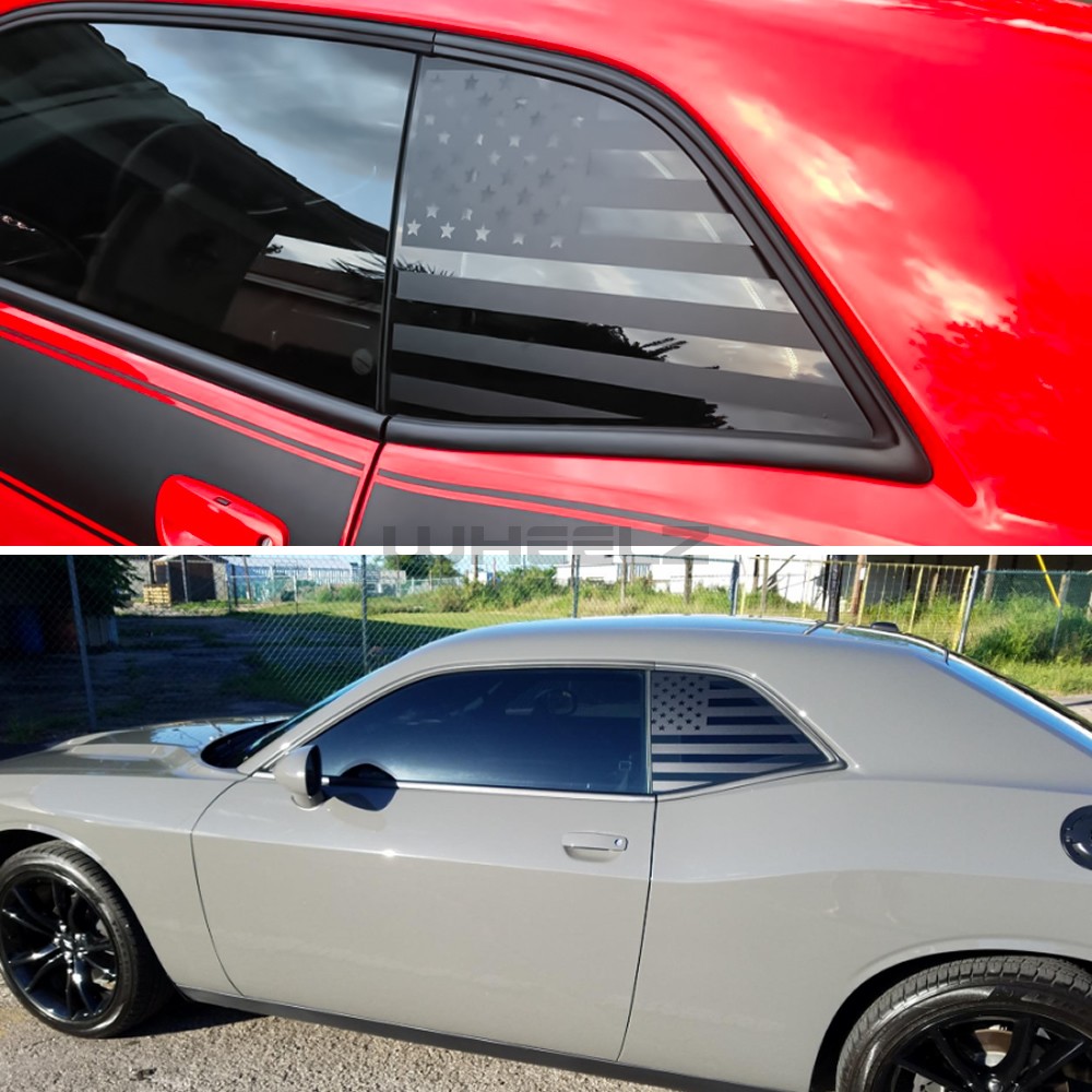 Quarter Window Black USA Flag Decal Sticker Trim Fit Dodge Challenger 2008-2022