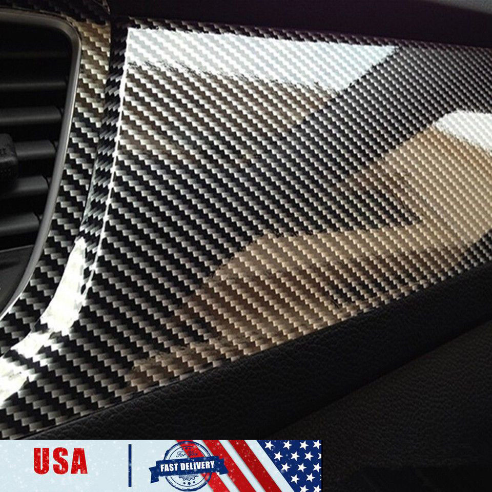 5D Waterproof Carbon Fiber Vinyl Car Wrap Film Sticker Decal Paper 30*152cm US