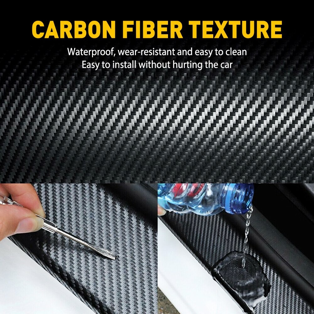 Carbon Sticker Fiber Sill Scuff Protector Anti Cover Scratch Strip Car Door Body