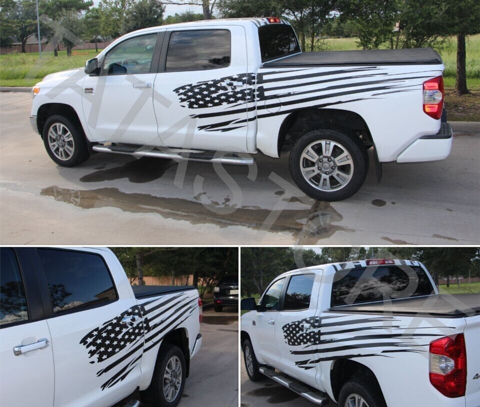 Large American Flag Vinyl Decal Set – Left & Right Side – Made in USA