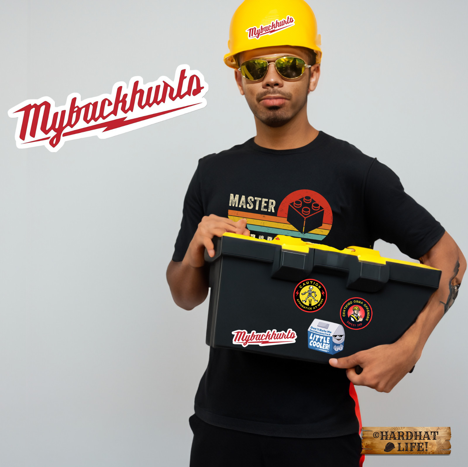 MyBackHurts 5″ Vinyl Sticker Funny Hardhat Stickers Tool Box Work Laptop Bottle