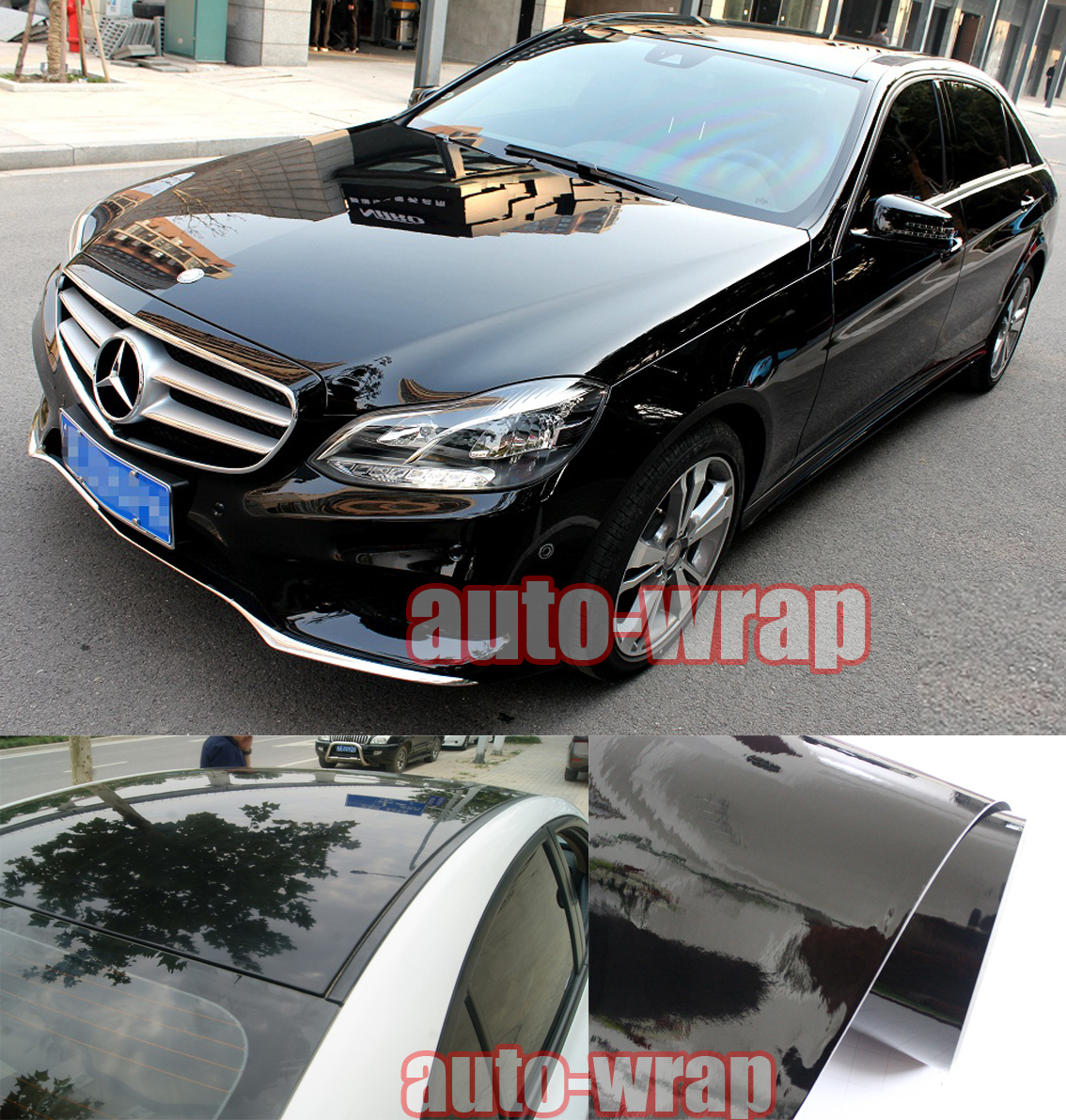 Entire Car Wrap – Hot Glossy Mirror Paint Vinyl Film Sticker Black 50FT X 5FT AC