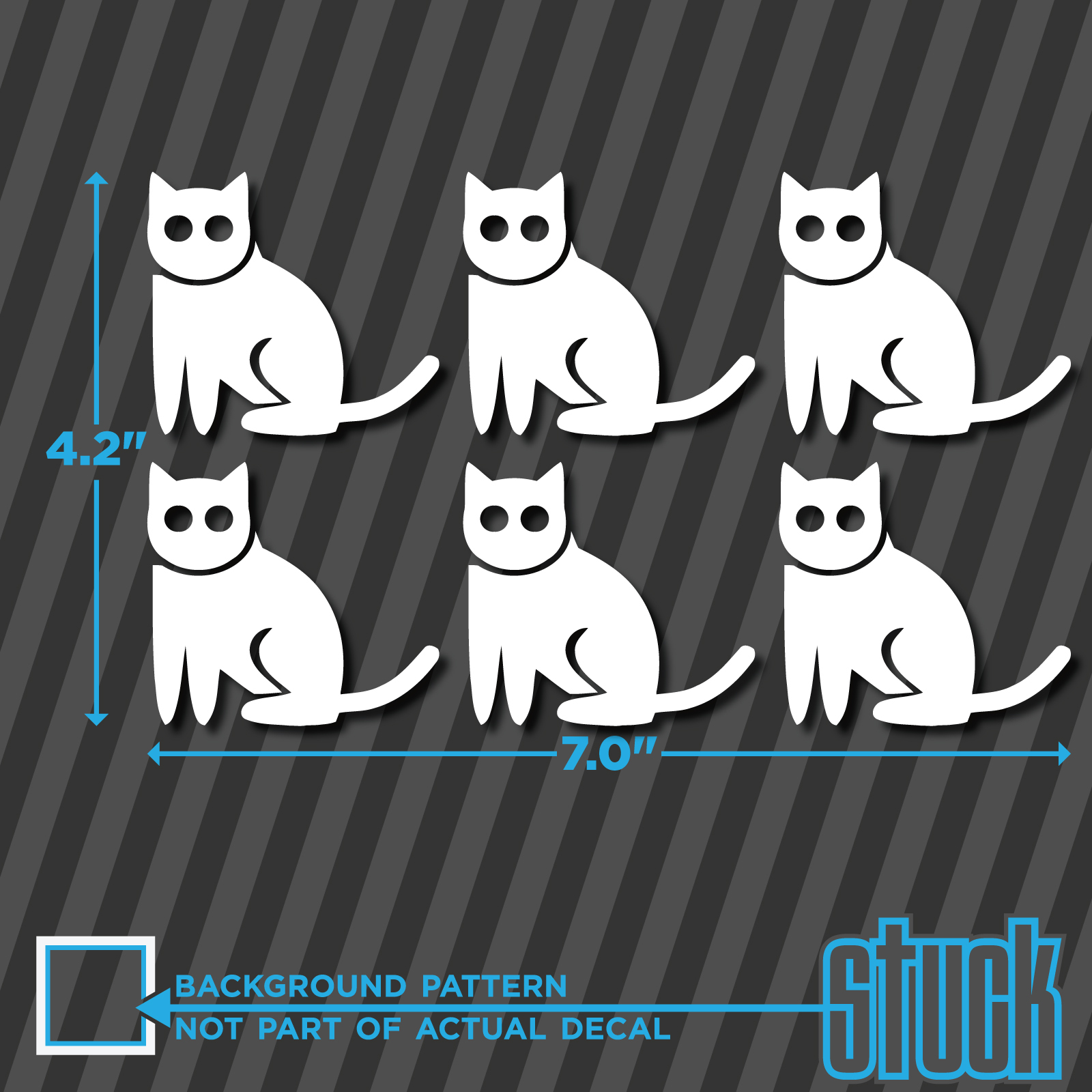 Stick Figure Cat Family – set of six 2″ tall – vinly decal sticker