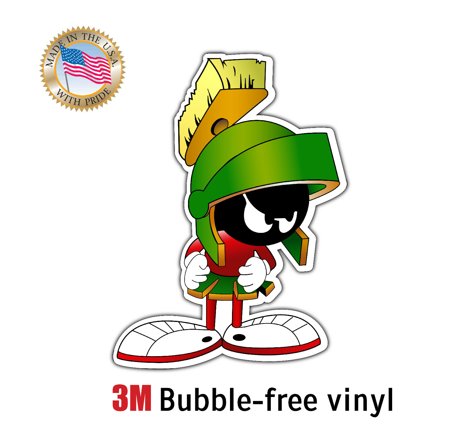 MARVIN THE MARTIAN KIDS DECAL 3M STICKER MADE IN USA WINDOW CAR LAPTOP WALL