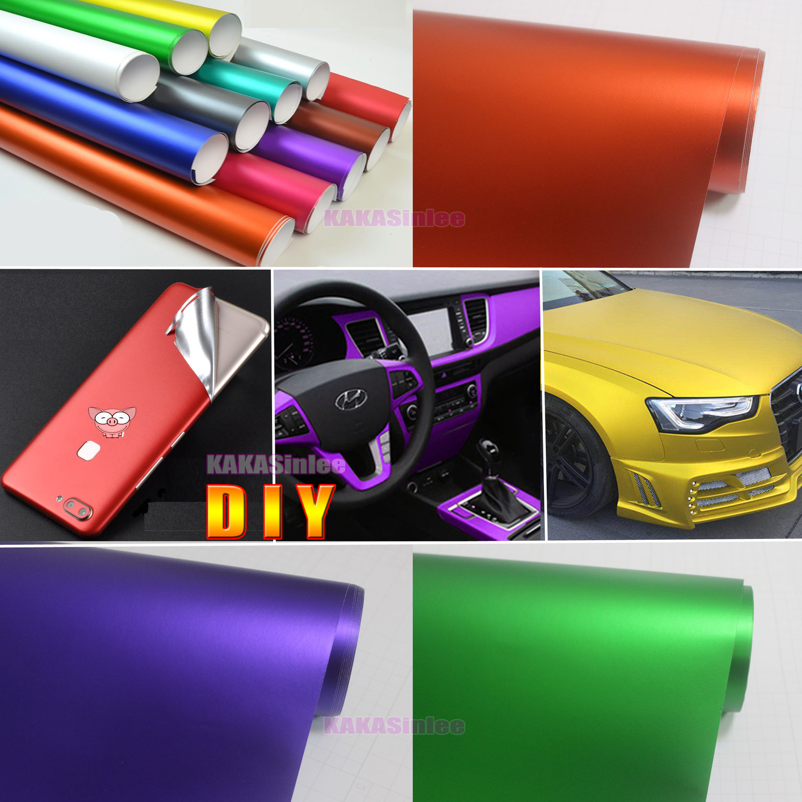 Stretch Car Satin Matte Chrome Metallic Vinyl Wrap Sticker Decal Strip Decors US