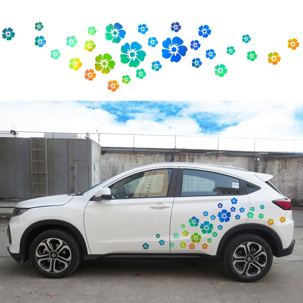 Car Truck Door Side Body Hood Multicolor Flowers Rear Vinyl Emblem Sticker Decal