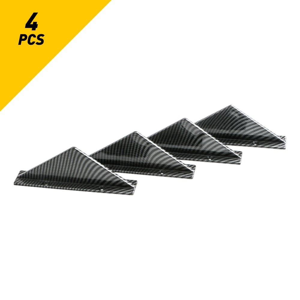 1/2set Carbon Fiber Car Rear Bumper Diffuser Shark Fin Curved Spoiler Lip Wing N