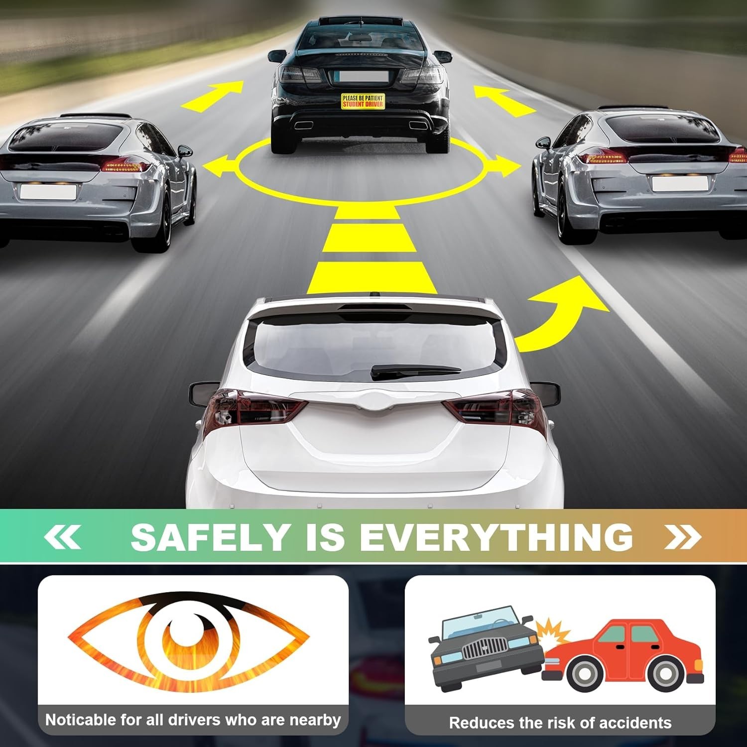 Upgraded Student Driver Magnet – Set of 3 for Enhanced Road Safety & Visibility