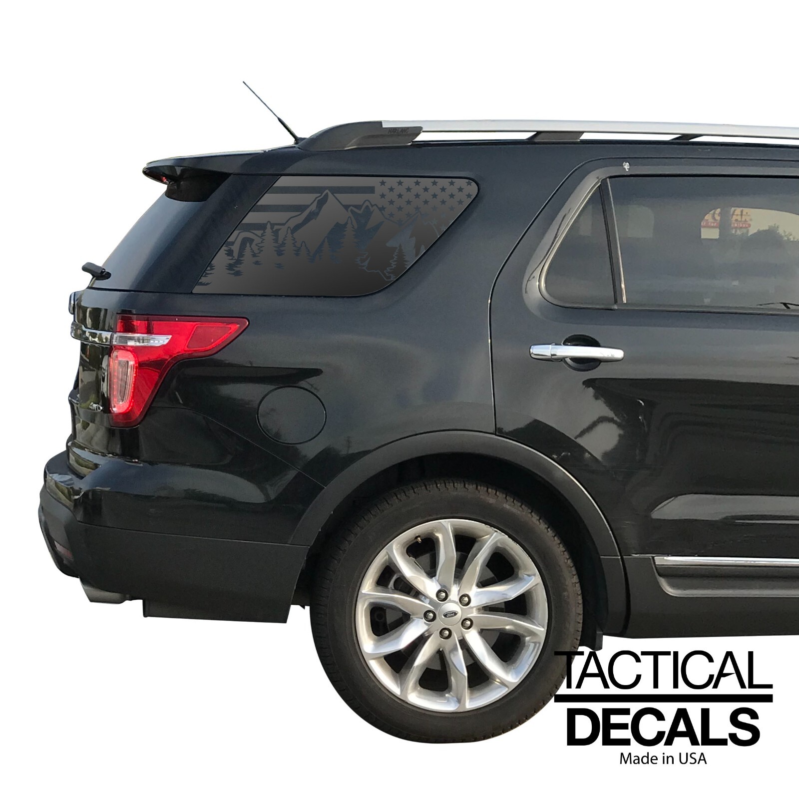 USA Flag w/ Mountain Outdoor Decals windows – Fits 2011-2019 Ford Explorer Sport