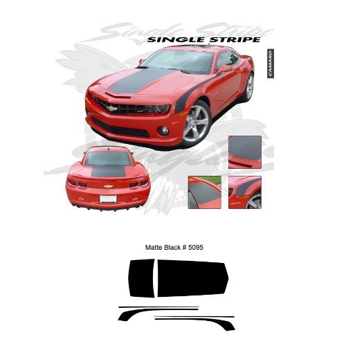 Chevrolet Camaro 2010-2013 Hood Rear Deck Side Stripes Graphic Kit – Matte Black