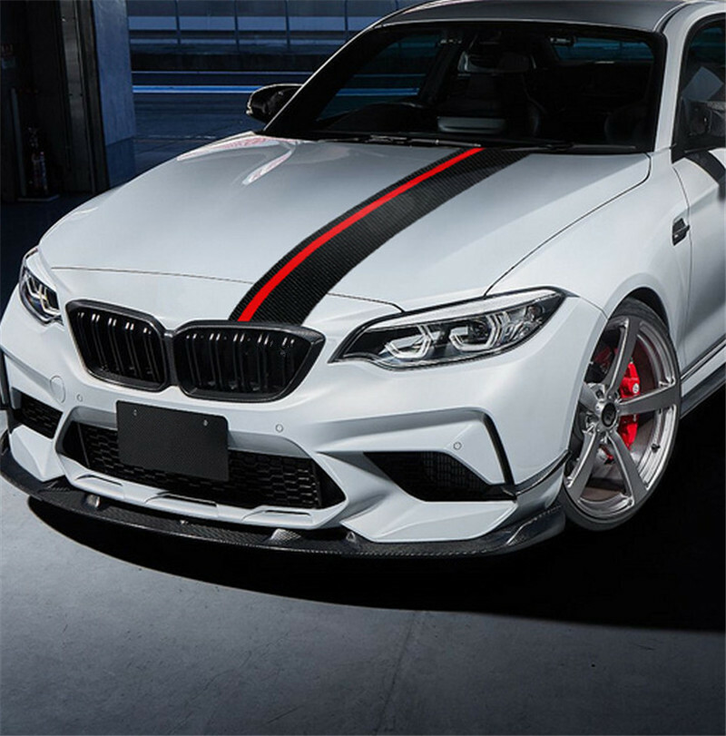 Matte Black Carbon Fiber Car Front Hood Sticker Sports Cover Universal For BWM