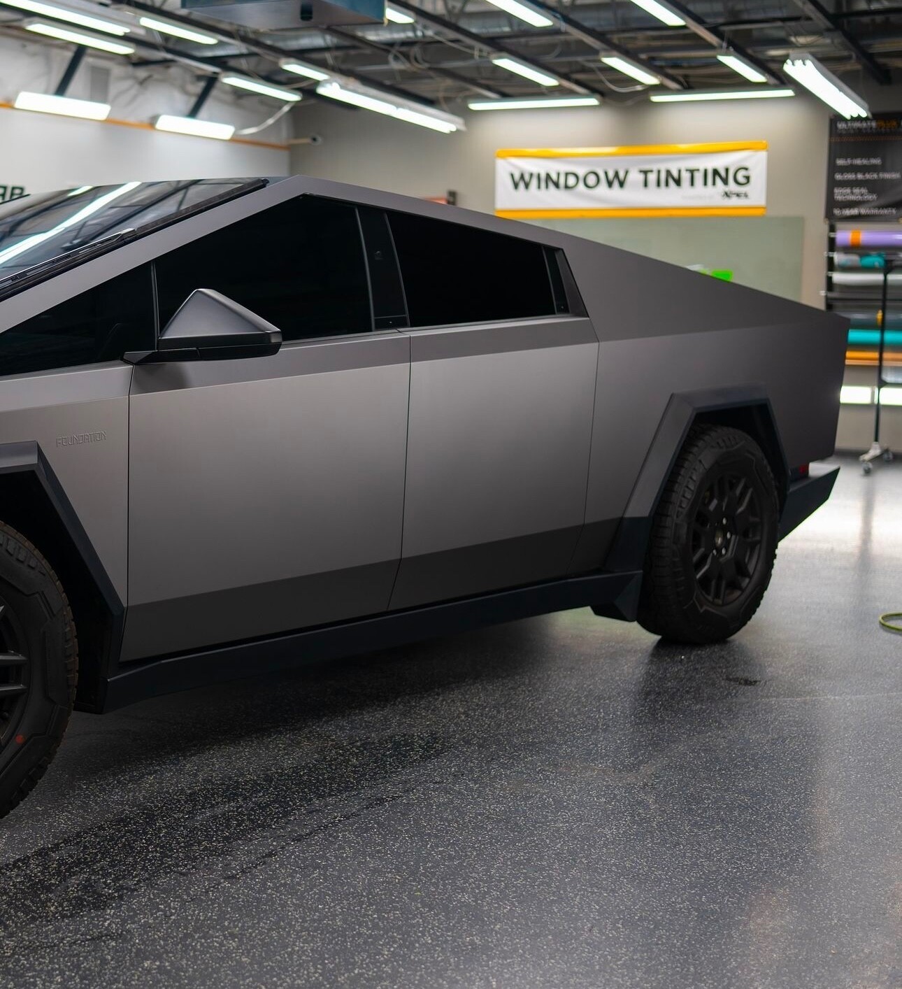 Tesla Cybertruck DIY PET Full Vinyl Wrap Color Change Matte Ghost Metallic Black