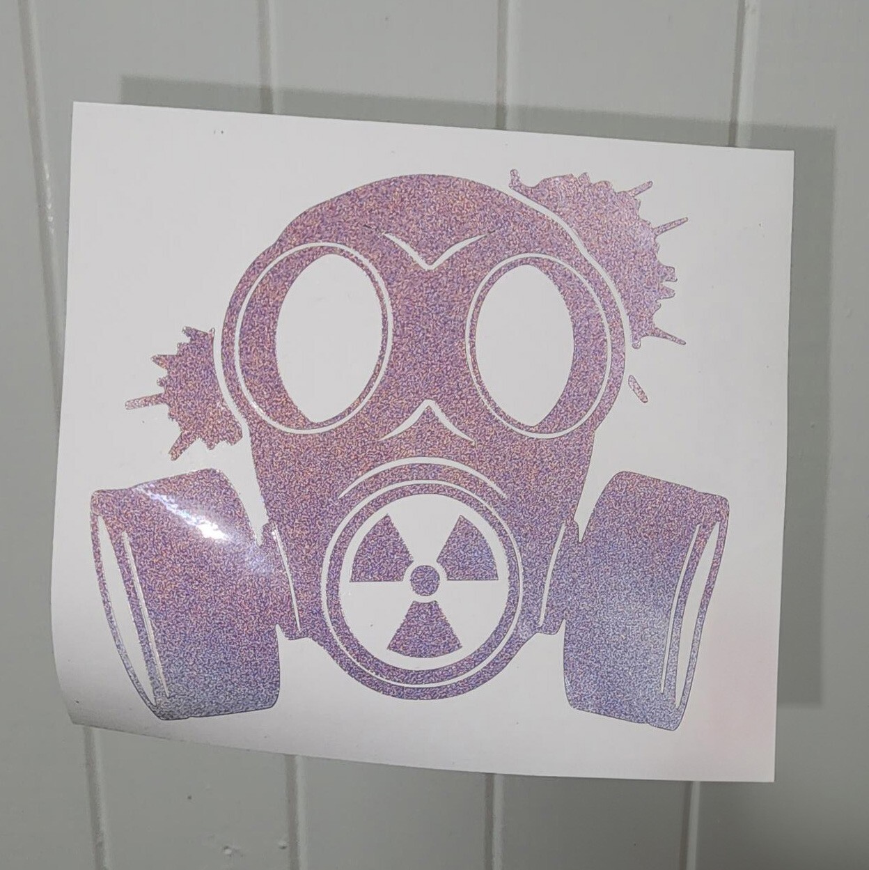 Gas Mask Radioactive style Decal Light activated Laptop Car Bumper PREMIUM