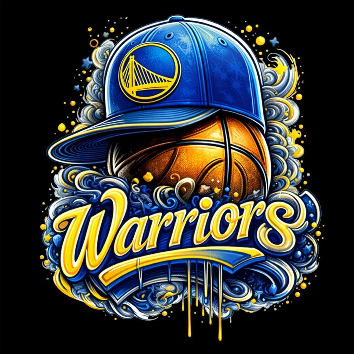 Warriors Basketball Sticker | Blue Gold Vinyl Waterproof Car Laptop Sticker