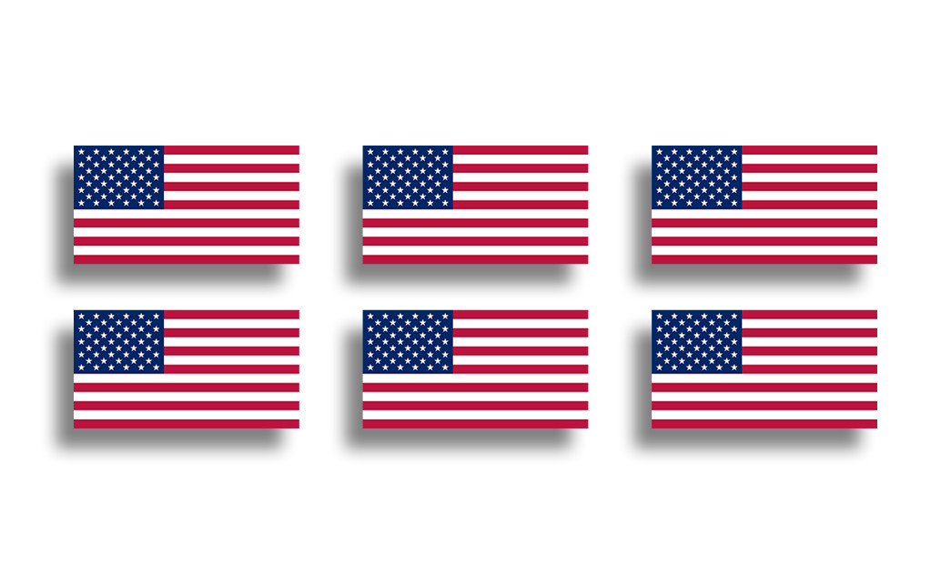 6 Mini USA Flag Stickers Decal Patriotic American Cup Phone Tablet Tag Helmet US