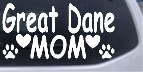 Great Dane Mom Paw Prints Car Truck Window Laptop Decal Sticker White 8X4.5
