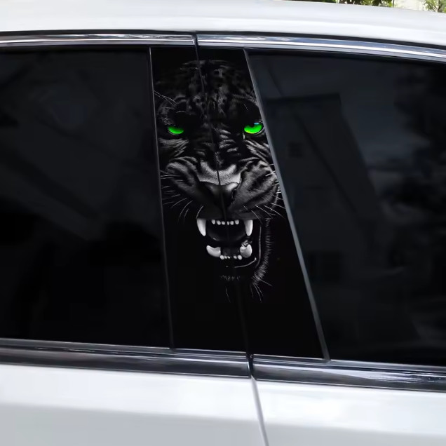 2PCS 3D Eyes Animals Car Stickers Waterproof B Pillar Door Vinyl Decals Wrap Uk