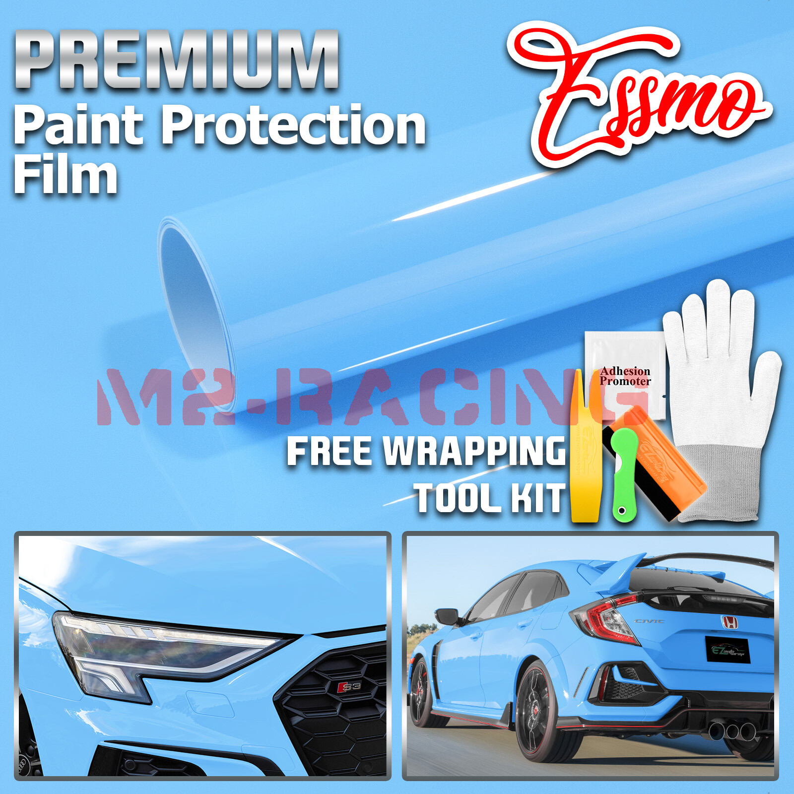 Color PPF Paint Protection Film Gloss Light Blue Car Paint Scratch Shield Wrap