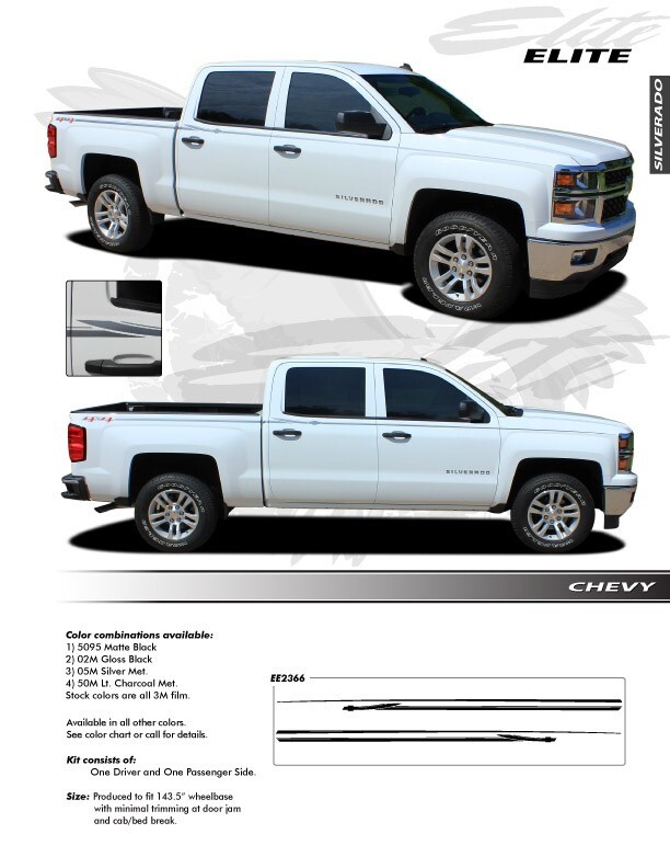 Chevy Silverado Truck Upper Pin Striping Vinyl Graphics Kit 3M Decals 2014-2018