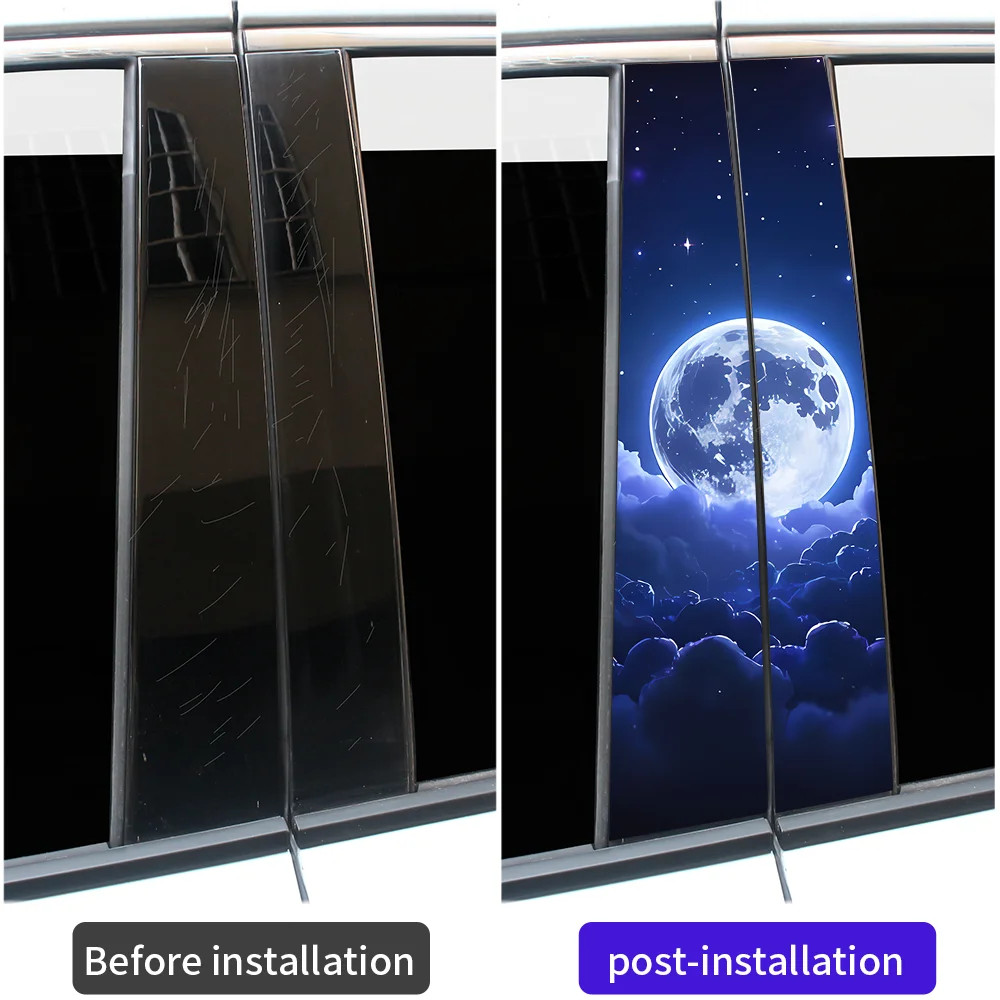 Dreamy Full Moon Starry Night Car B-Pillar Stickers Aesthetic Sky Vinyl Decals