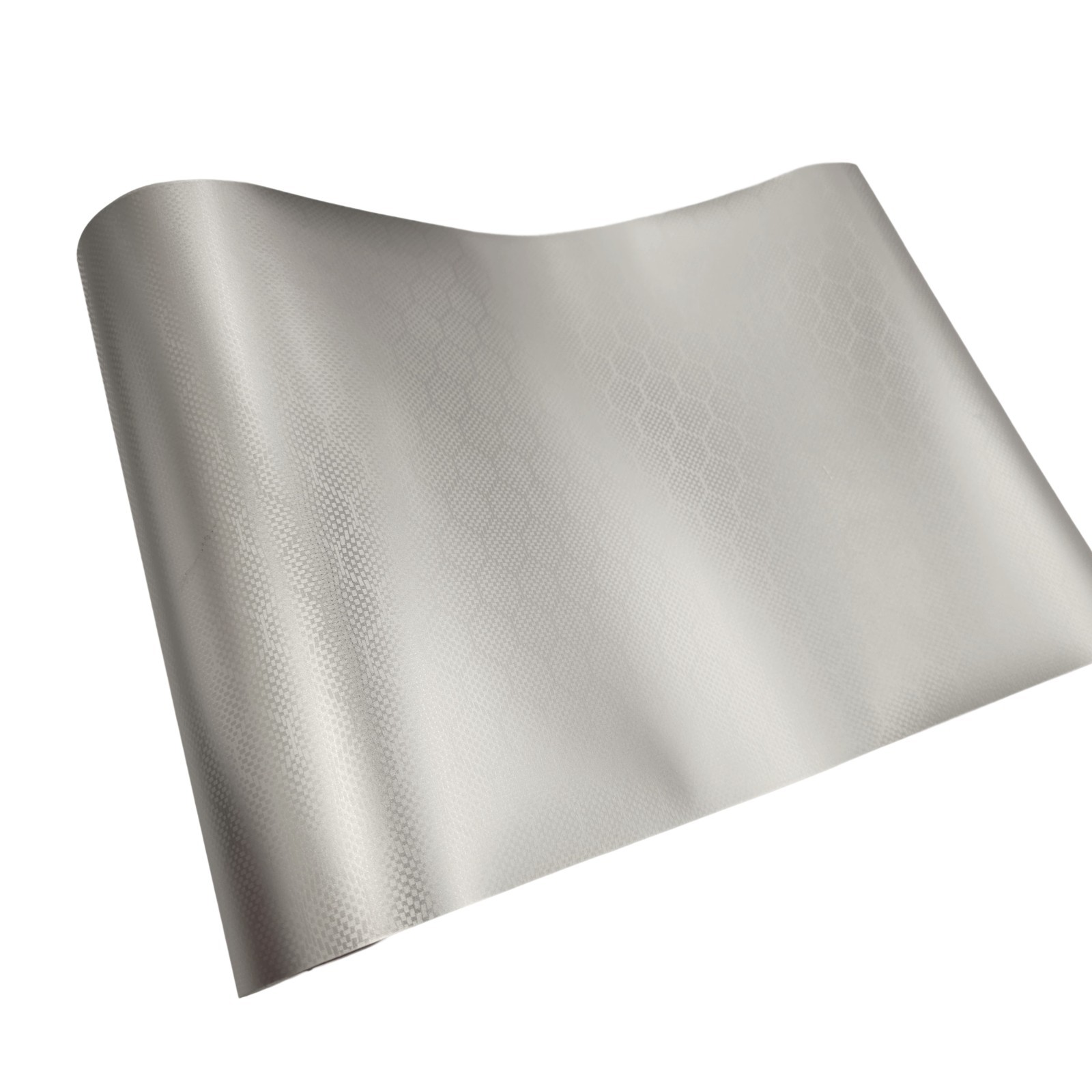 Satin Hex Diamond Silver Checkered Carbon Fiber Vinyl Car Wrap Film Sheet Roll