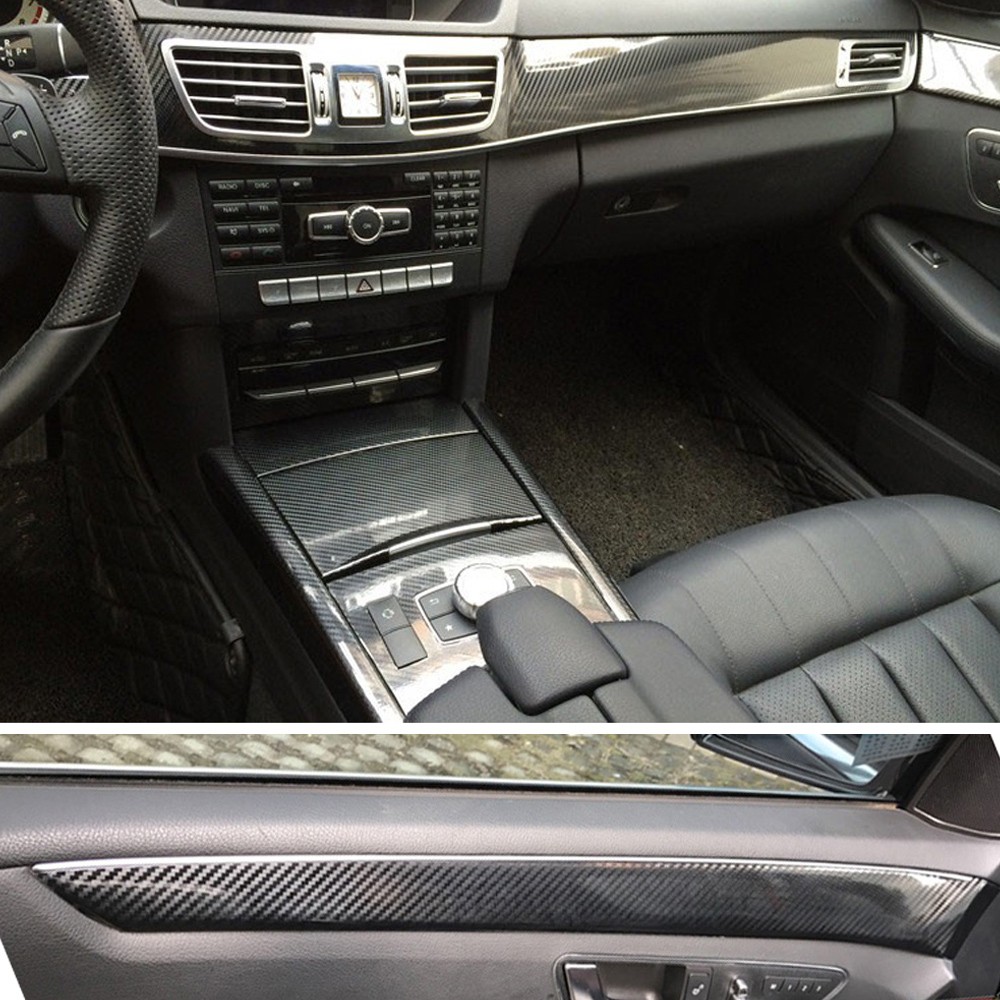 For Benz E Class W212 2014-2015 5D Carbon Fiber Pattern Interior DIY Trim Decals