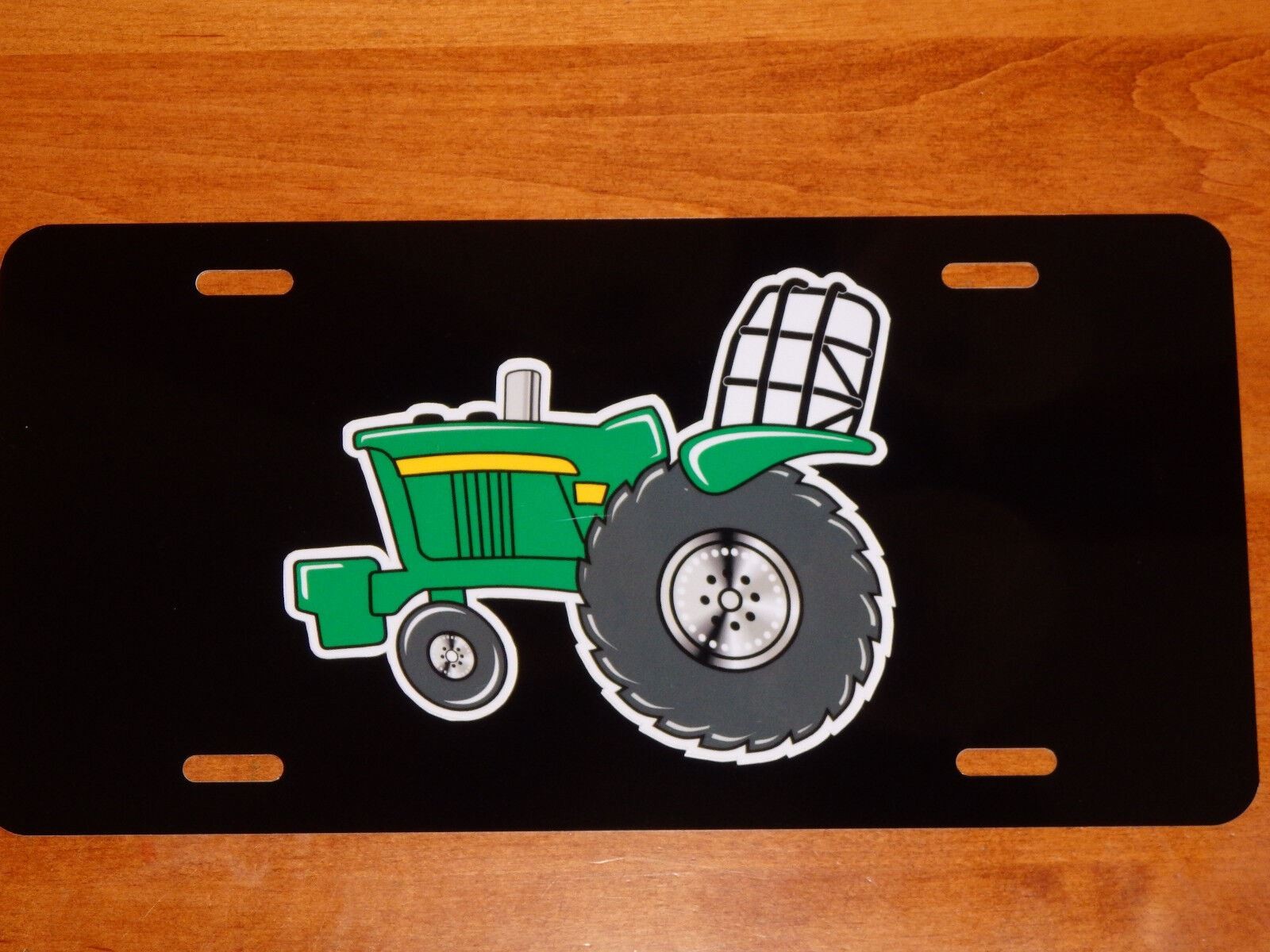 JD John Deere Original artwork PULLER Tractor LICENSE PLATE on BLACK or WHITE Al