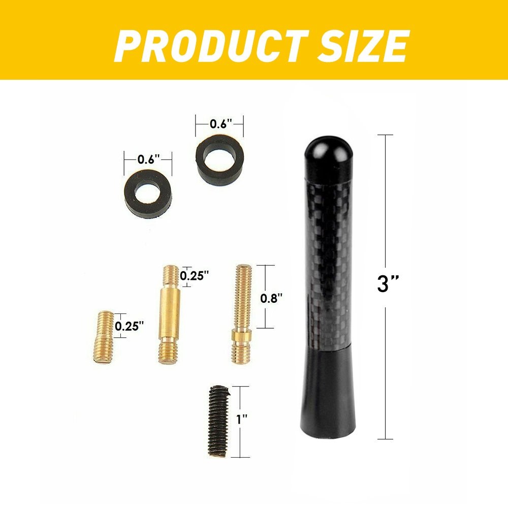 3″ Car Carbon Fiber Radio Aerial Bee Sting Mast Antenna For Ariel Arial Black H