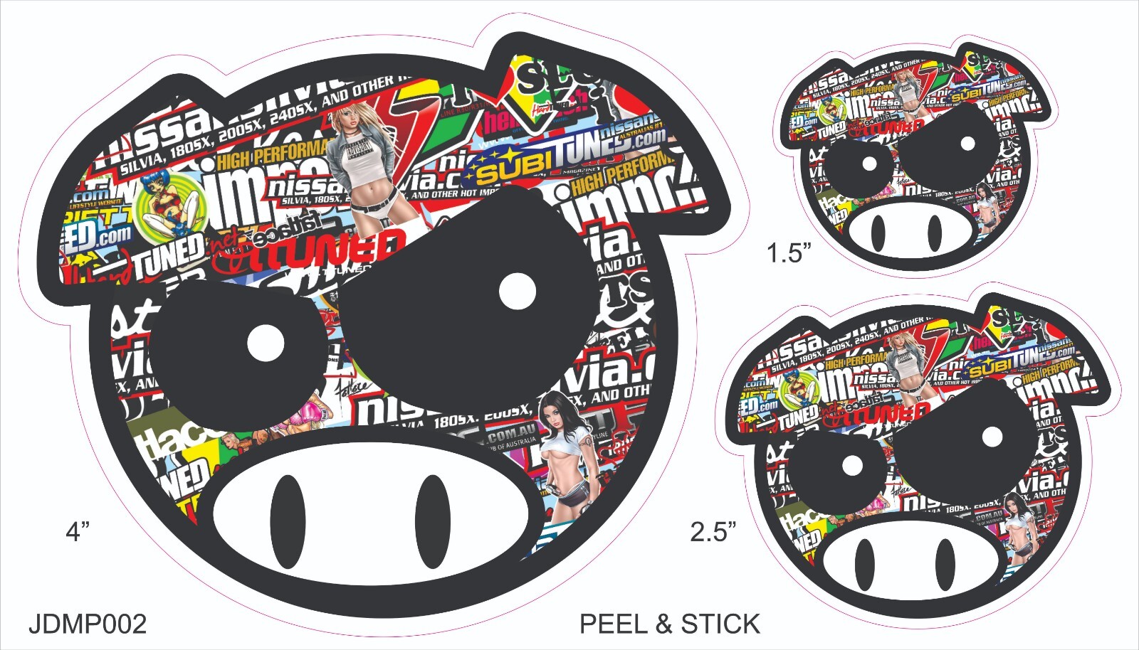 JDM sticker bomb Angry Pig Rally sticker decal vinyl drift laptop bottle 3 Pak