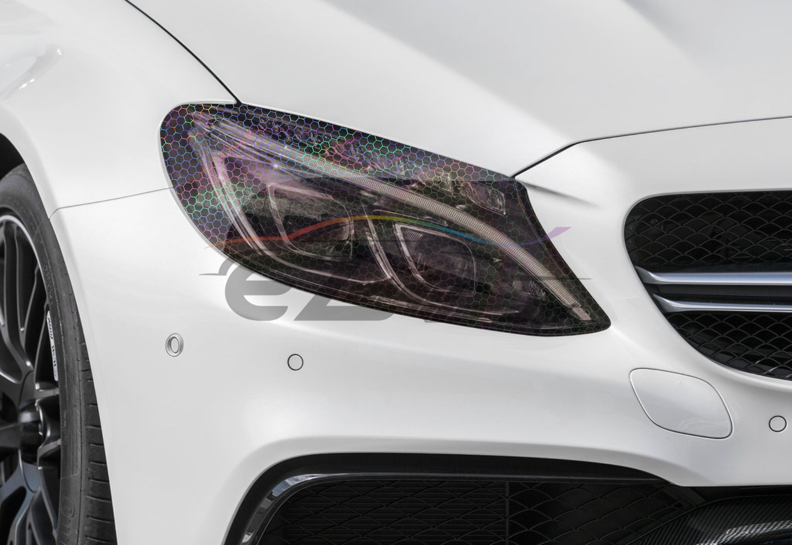 Headlight Hex Holographic Gloss Light Smoke Taillight Tint Film Fog Honeycomb
