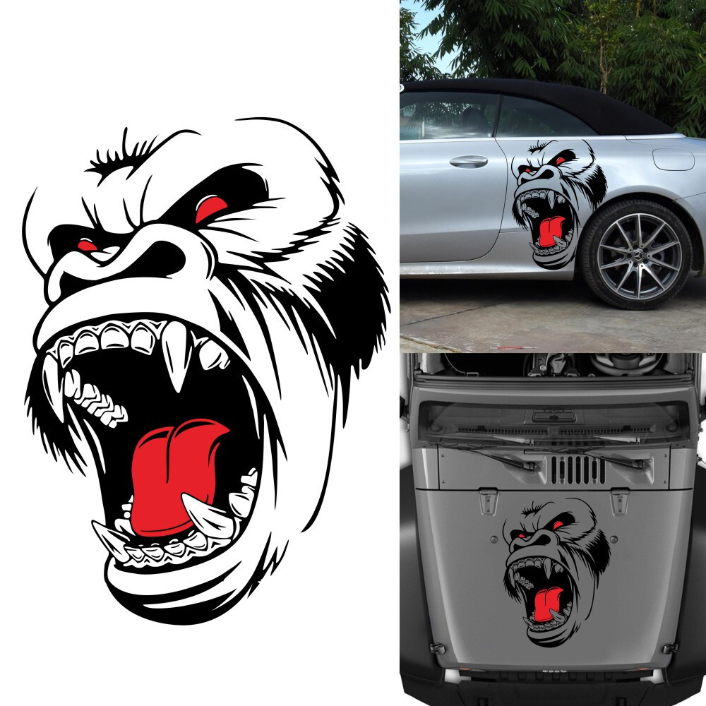 Car Door Hood Body Gorilla Ape Totem Graphics Vinyl Sticker Decor Waterproof