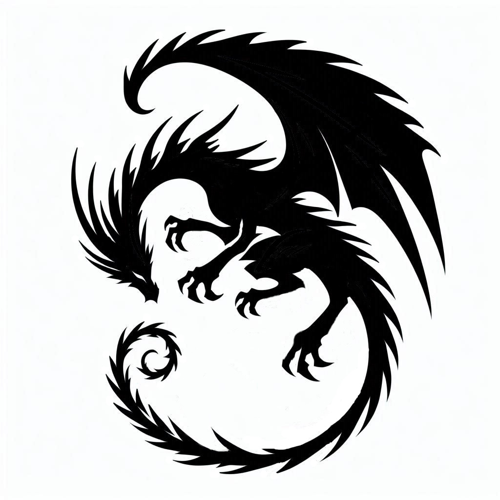 Tribal Spike Dragon Fantasy Die Cut Vinyl Sticker Decal Left Right or Pair