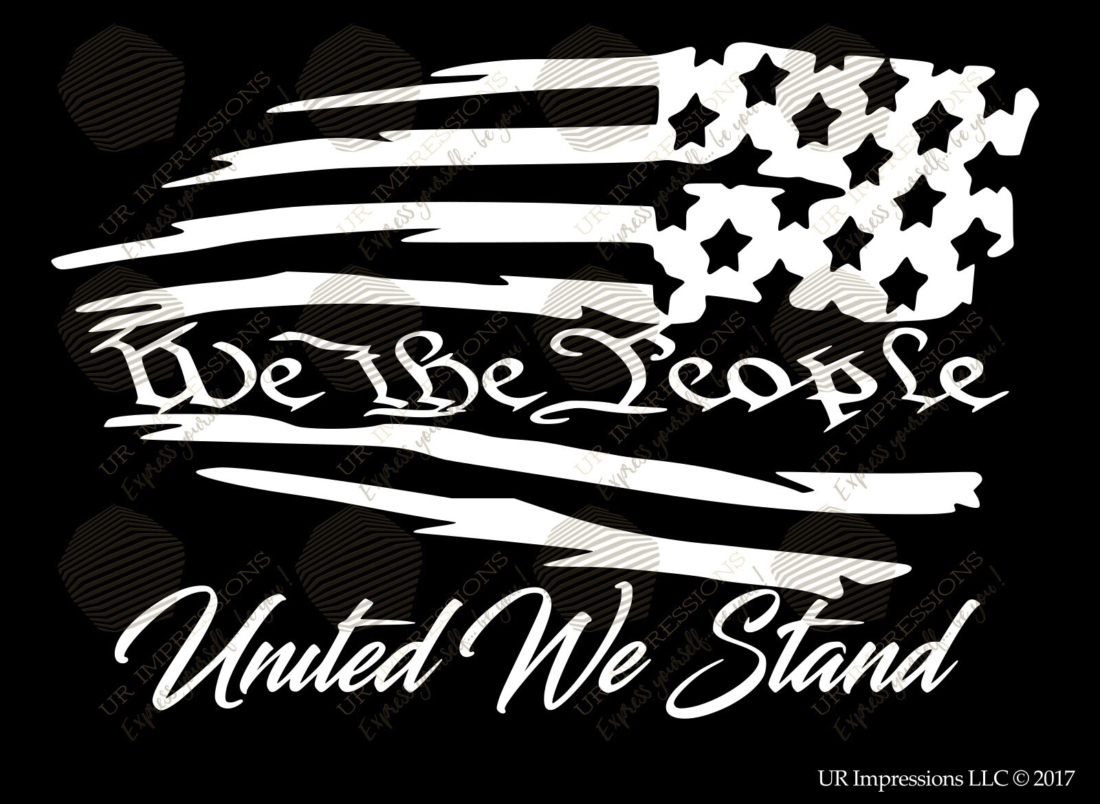 Stars Rt. We The People United We Stand – Tattered American Flag Decal Sticker