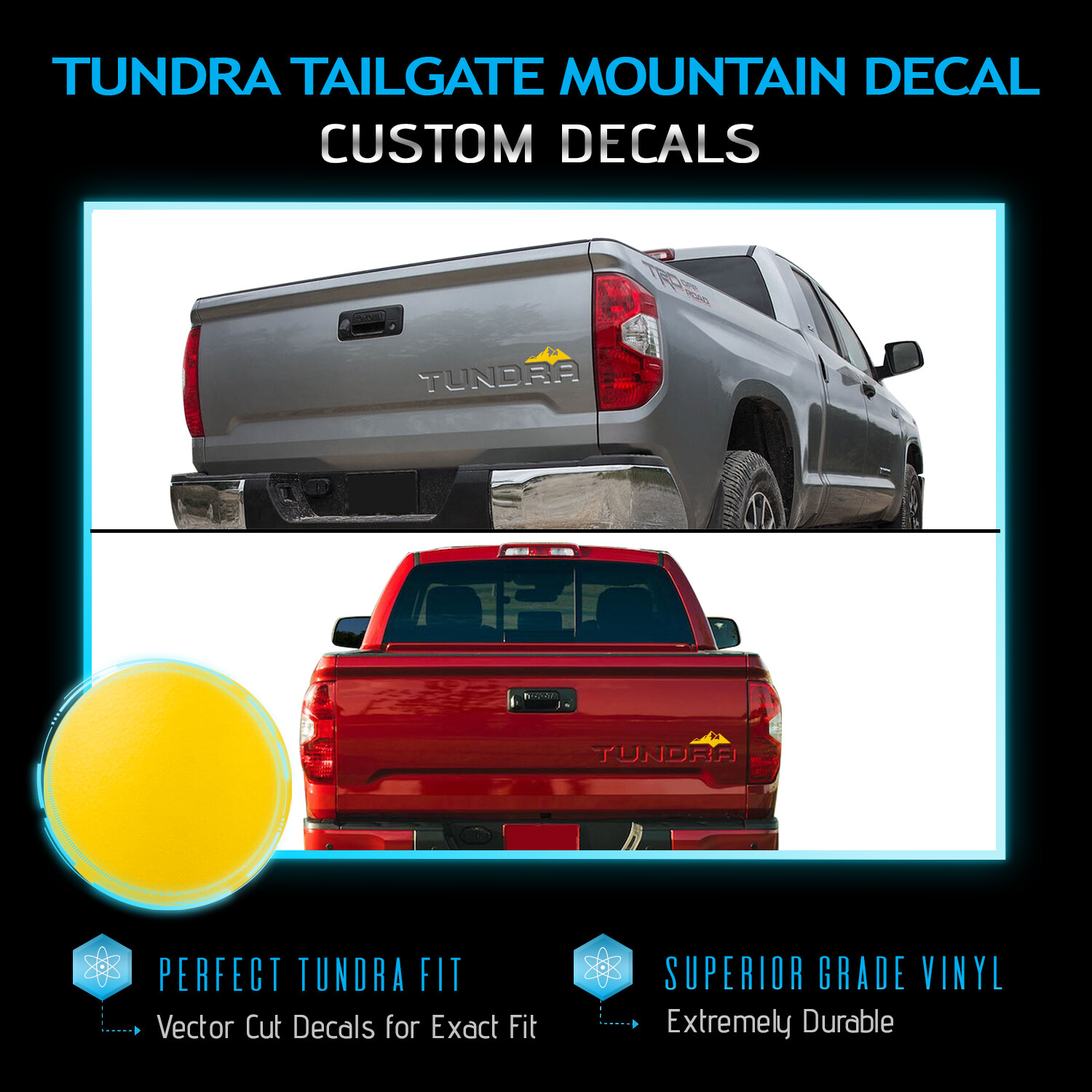 Tailgate Mountain Vinyl Decal Fit 2014-2019 Toyota Tundra – Satin Matte Chrome