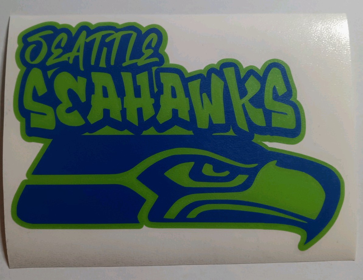 Seattle Seahawks Graffiti Style Football Vinyl Decal Sticker New Size 6x4inch.