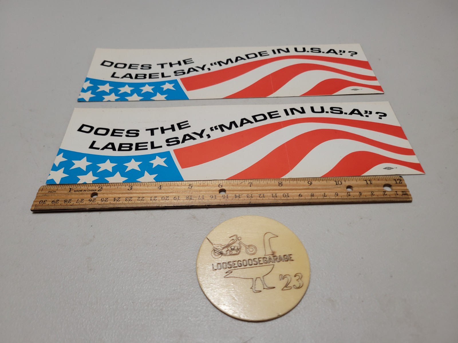 2x Vintage Does the Label Say Made in USA? Union Label Sticker Trades Council