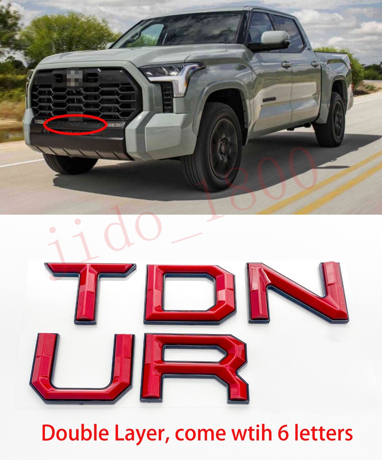 Red BLACK letters compatible with TOYOTA TUNDRA 2022 23 logo Front insert