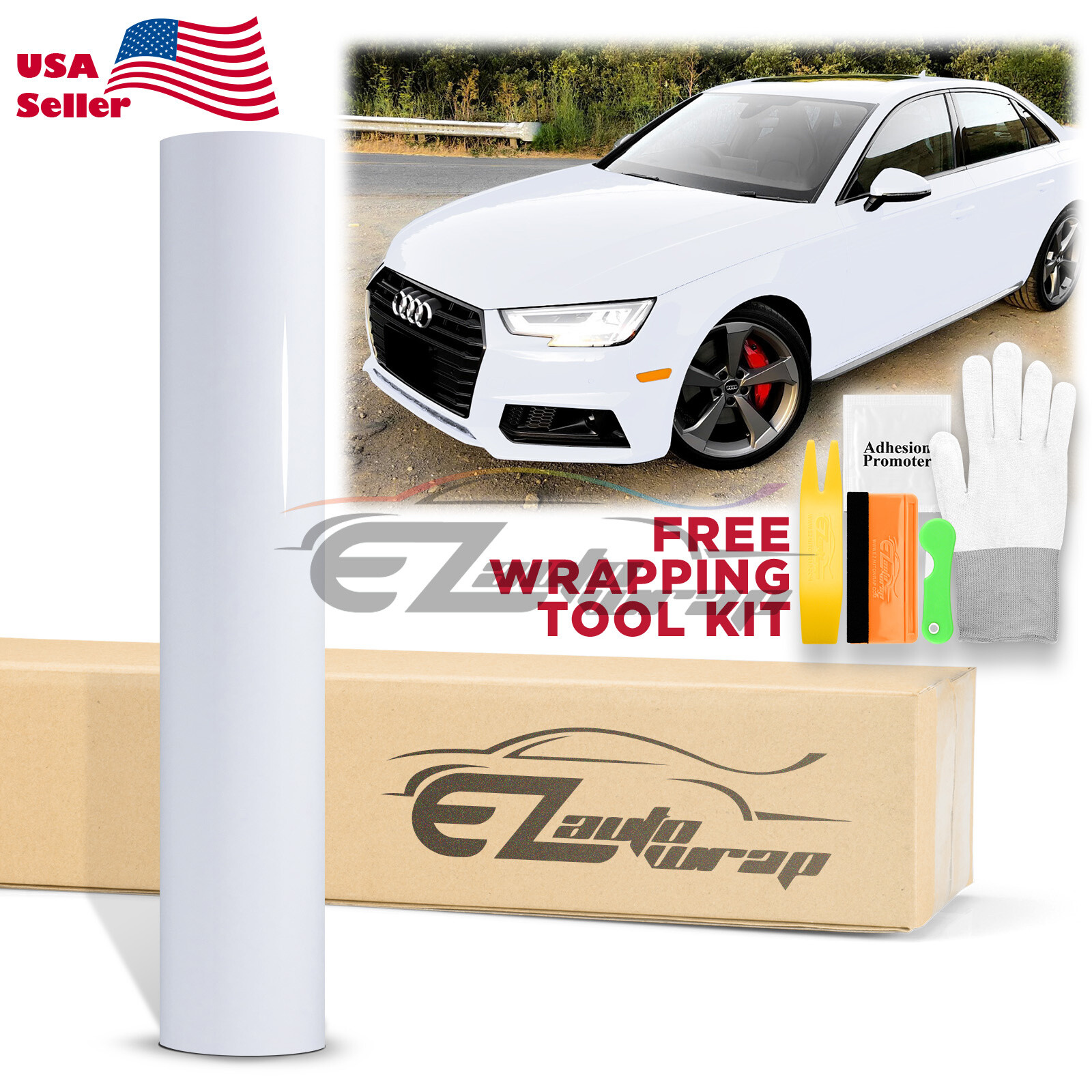 High Gloss Glossy White Car Vinyl Wrap Sticker Decal Sheet Film DIY Air Release