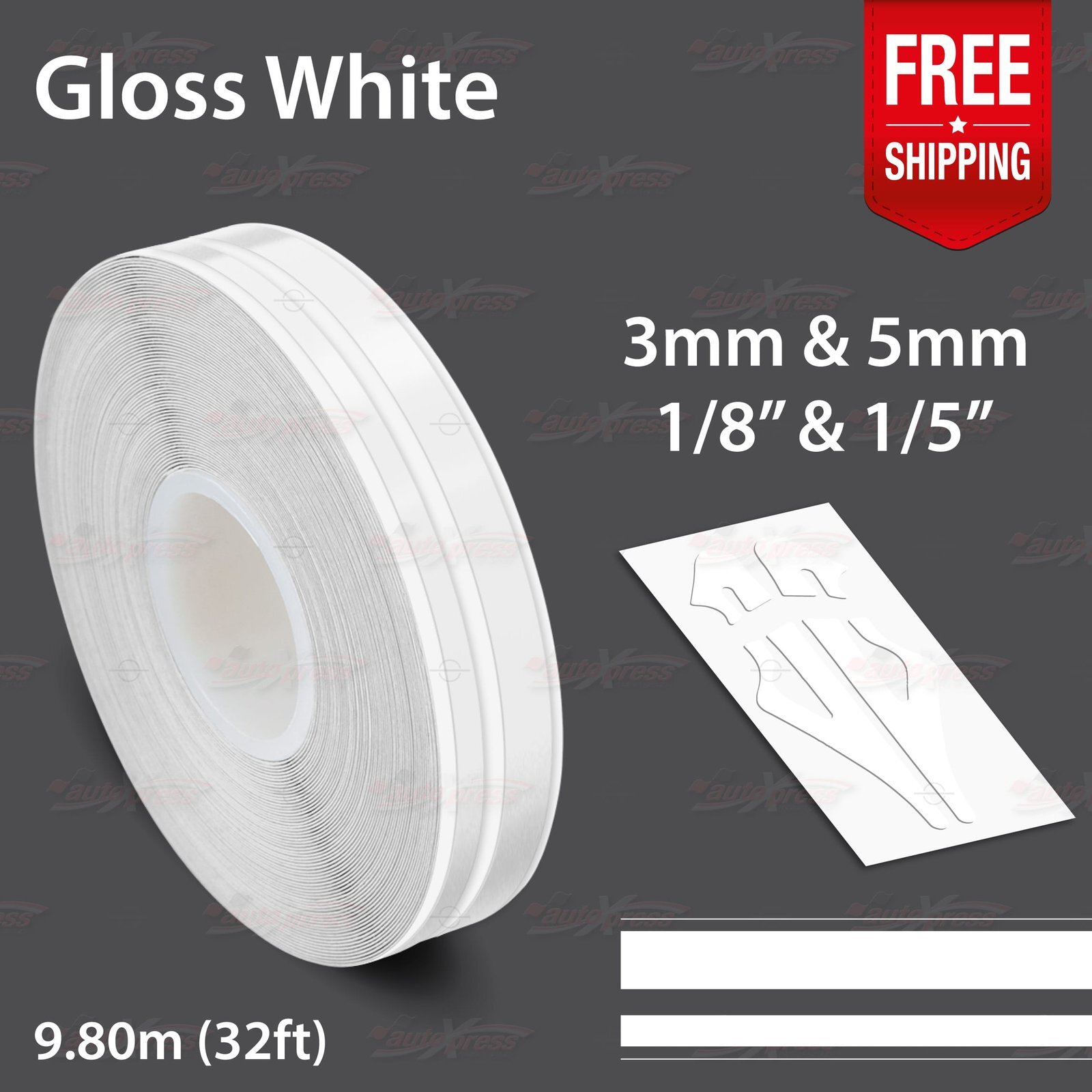 GLOSS WHITE 9/16″ 15mm Twin Lines Roll PIN STRIPE Car TAPE Decal Vinyl Sticker