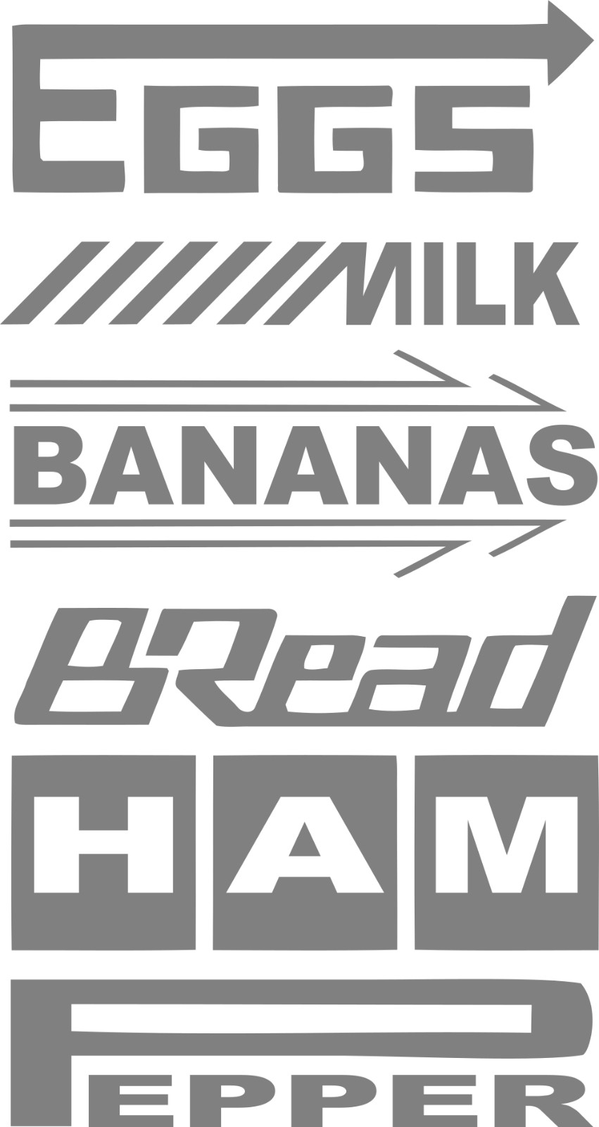 Grocery Getter list funny sticker eggs milk bananas bread ham pepper jdm