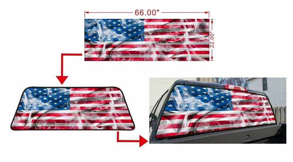 Flying Eagle American Flag Vinyl Truck Van SUV Rear Window Wrap Sticker Graphic