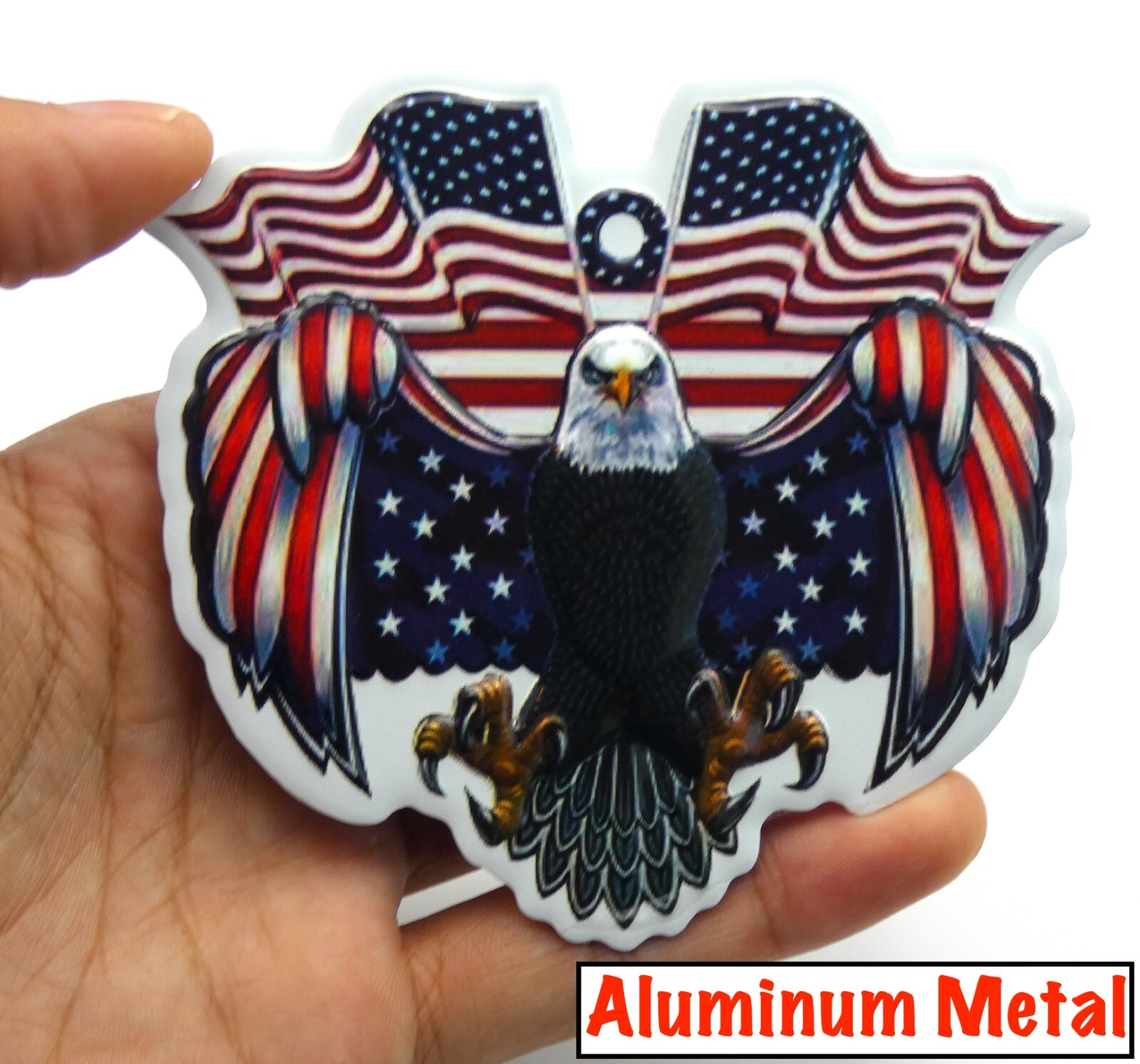 ALUMINUM Eagle Decal Stickers Military Motorcycle Car Emblem VETERAN 3.5″ x 3.2″