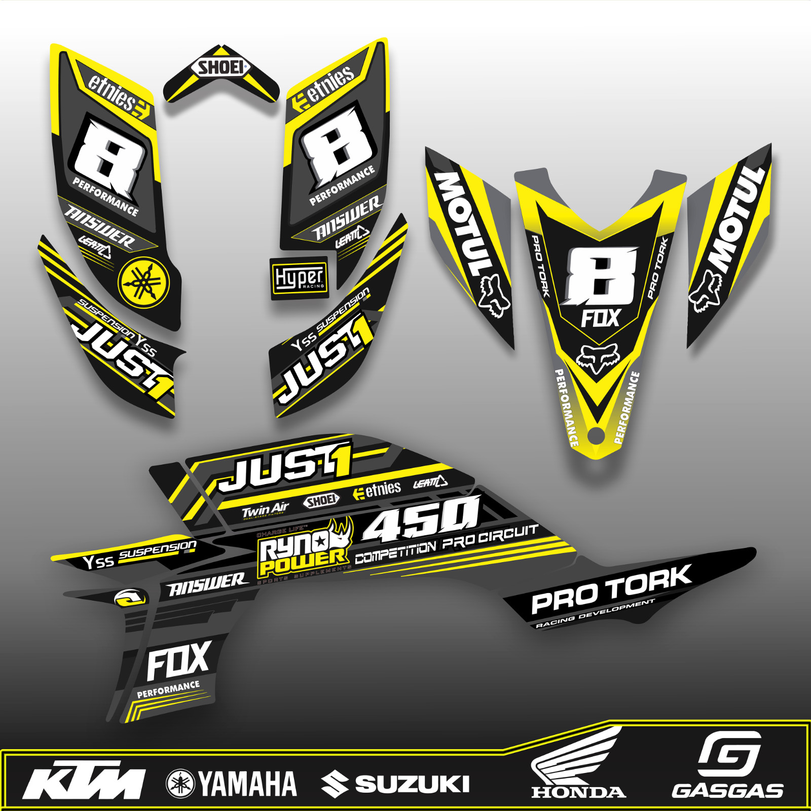 Kit Gráfico Yamaha YFZ 450 2003-2008 ATV Stickers Decals Personalizado