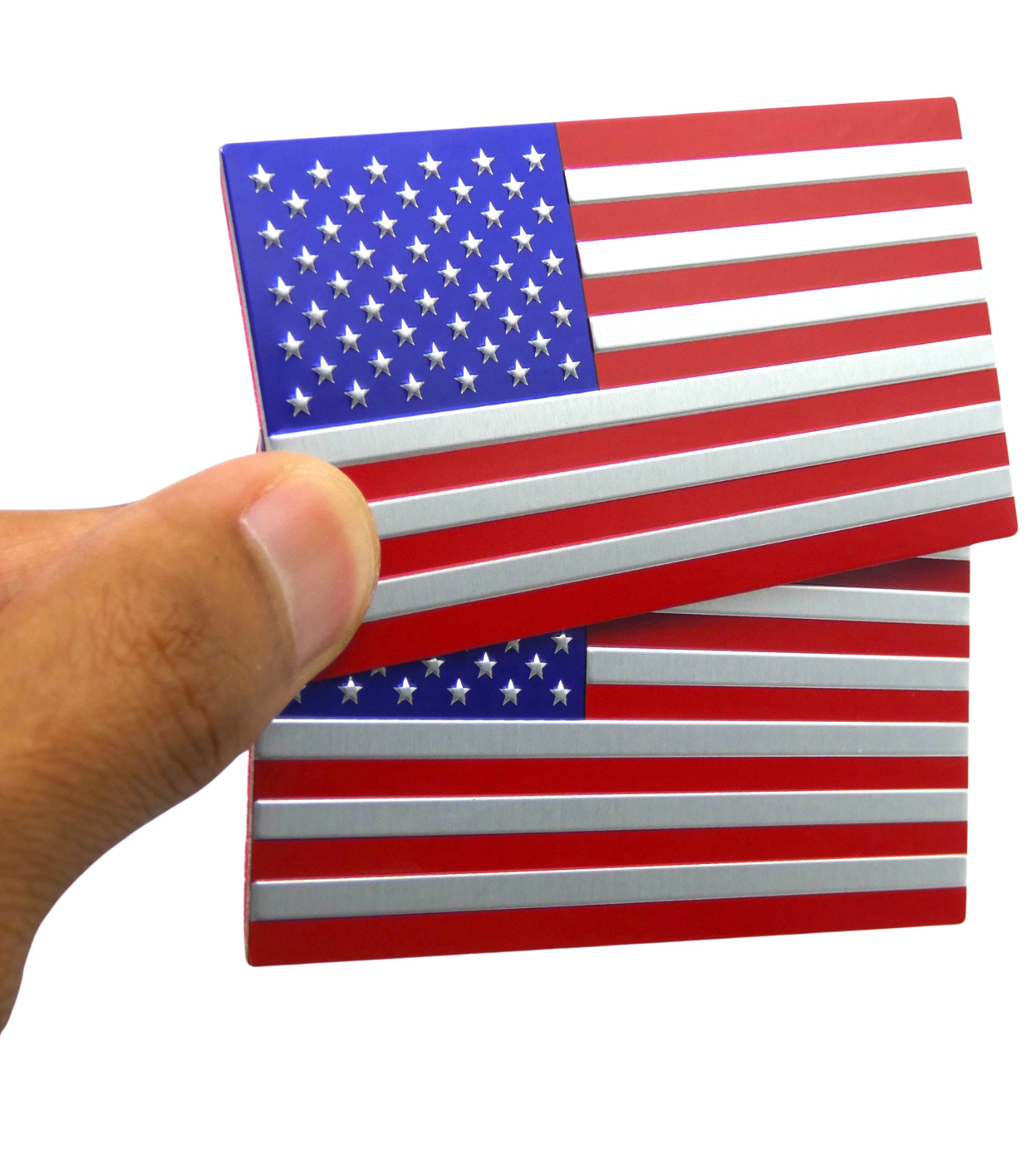 2x ALUMINUM American Flag Decal Sticker Car, Motorcycle, Patriotic Color